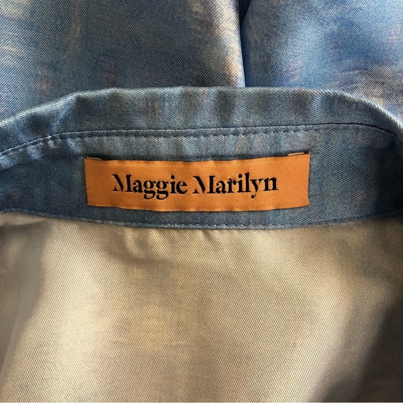 Maggie Marilyn The Hang Ten Printed Button-Down Silk Shirt 2 - Picture 4 of 5